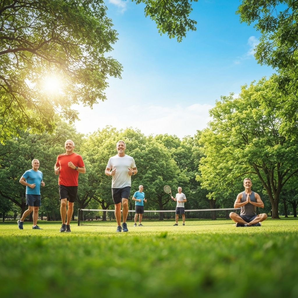 Active men living healthy lifestyle